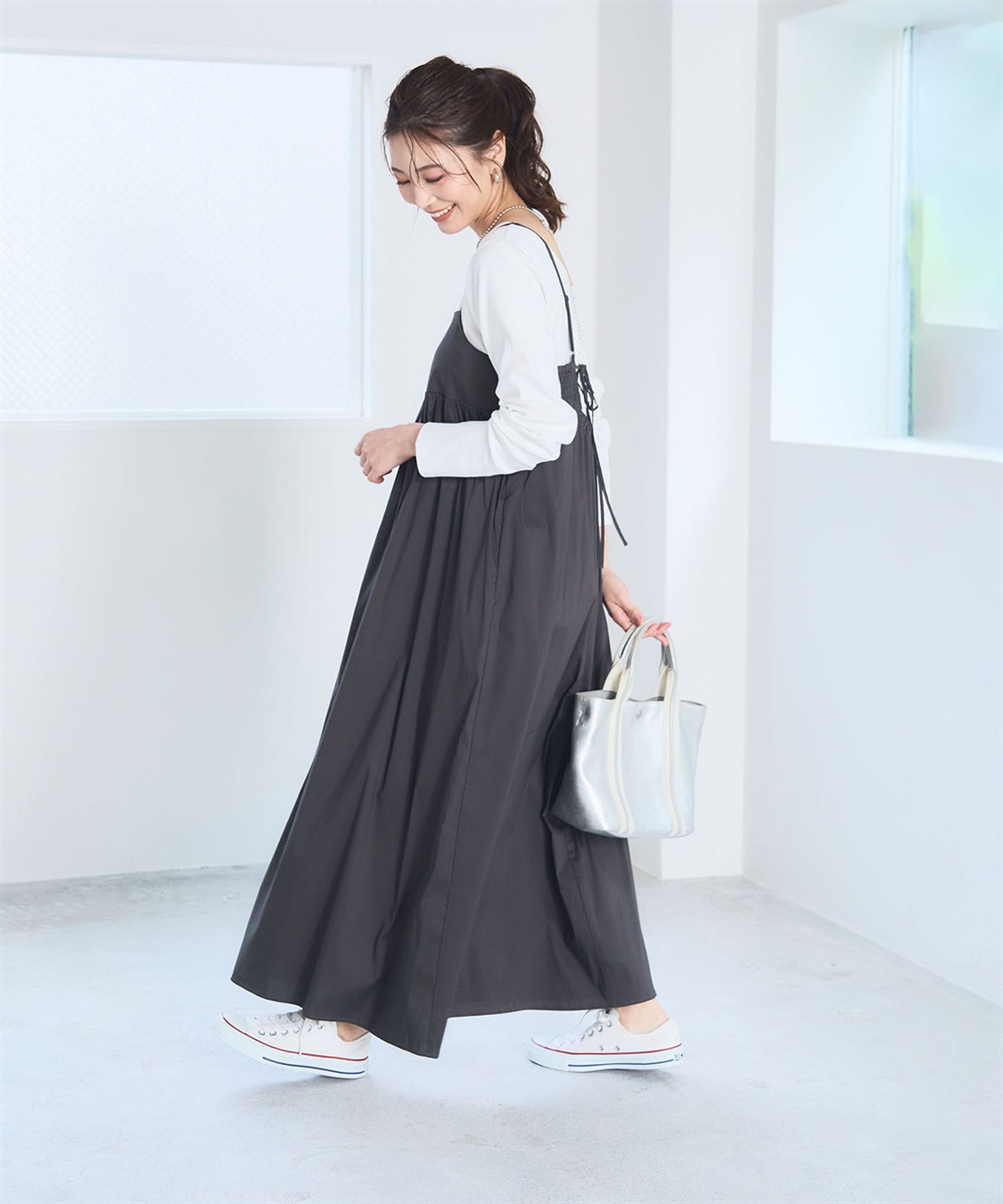 CROSS FUNCTION 《洗える》エブ楽 切り替えボリュームキャミソールワンピース【CF/クロスファンクション】_main