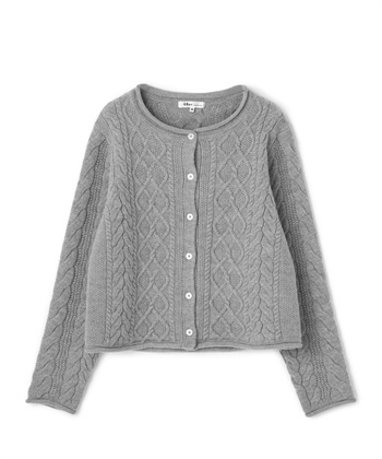 【WEB限定】アルパカケーブルニットカーディガン(ライトグレー-7号)