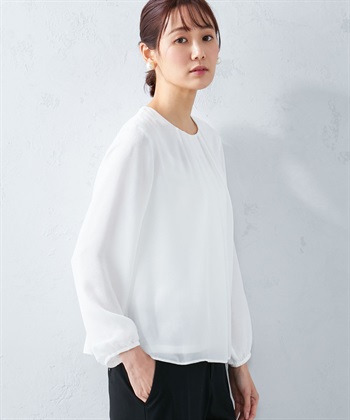 A/C DESIGN BY ALPHA CUBIC フロントタックシフォンTブラウス_variationthumb_2