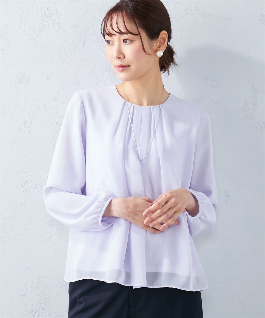 A/C DESIGN BY ALPHA CUBIC フロントタックシフォンTブラウス_variation_3