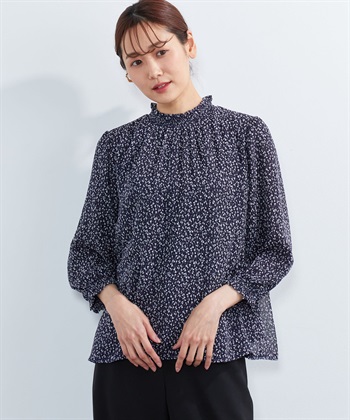 A/C DESIGN BY ALPHA CUBIC 小花柄シャーリングTブラウス_variationthumb_3