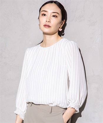 A/C DESIGN BY ALPHA CUBIC ストライプシフォンTブラウス_variationthumb_1