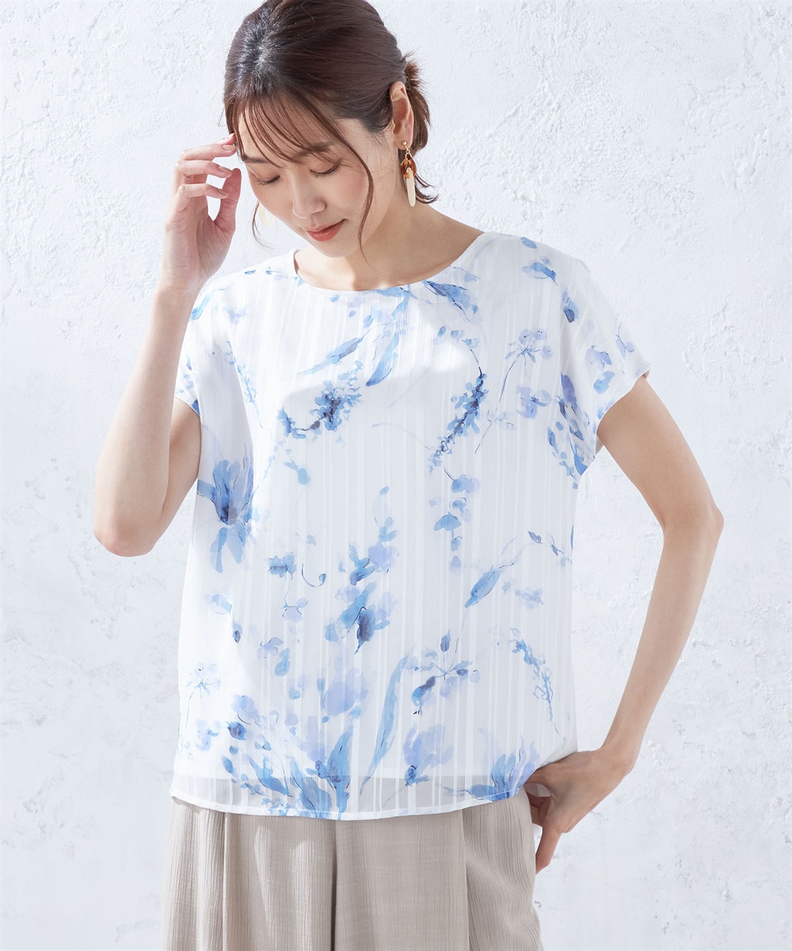 A/C DESIGN BY ALPHA CUBIC 水彩フラワープリントプルオーバー_variation_2