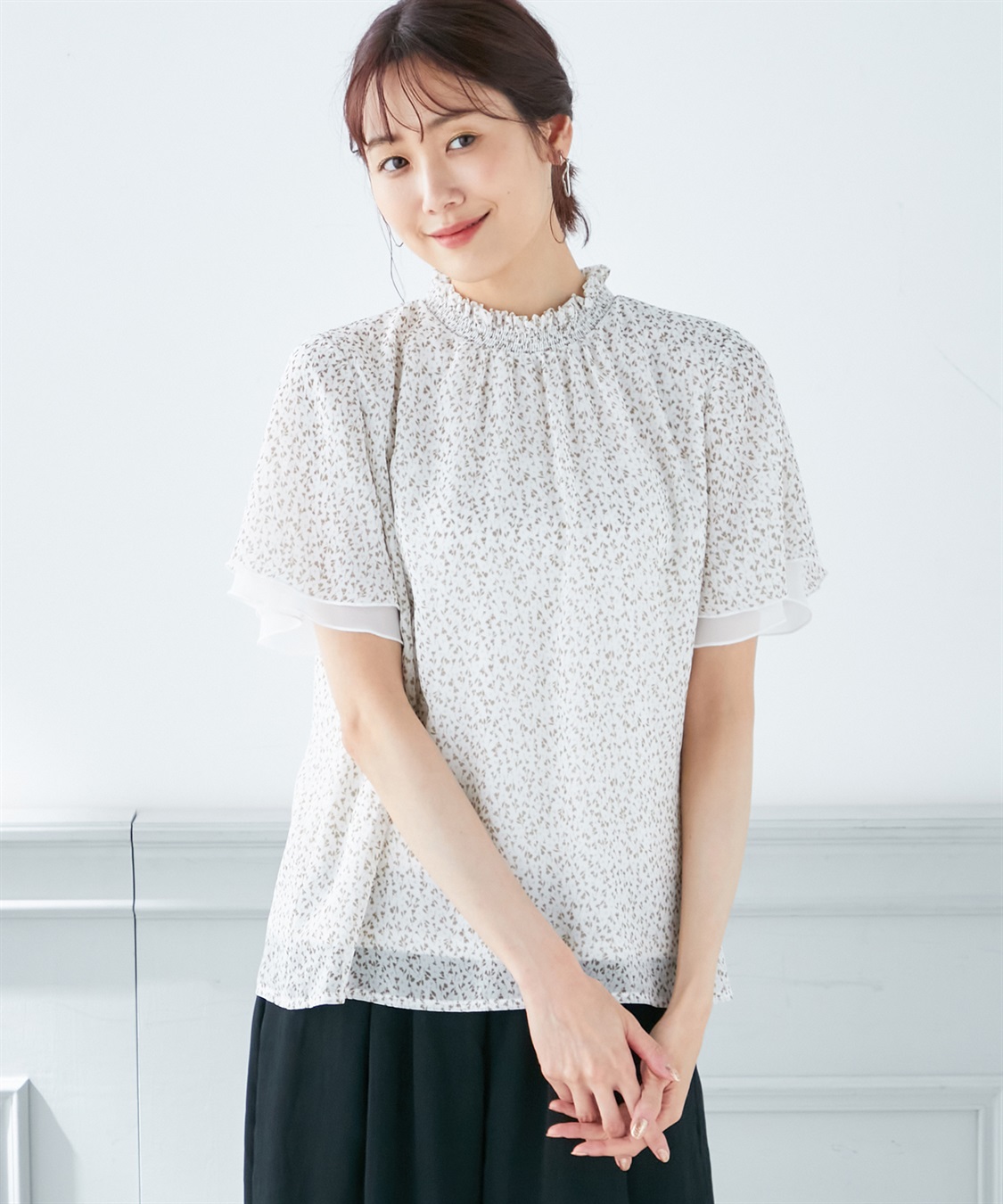 A/C DESIGN BY ALPHA CUBIC 小花プリントシャーリングTブラウス_variation_1