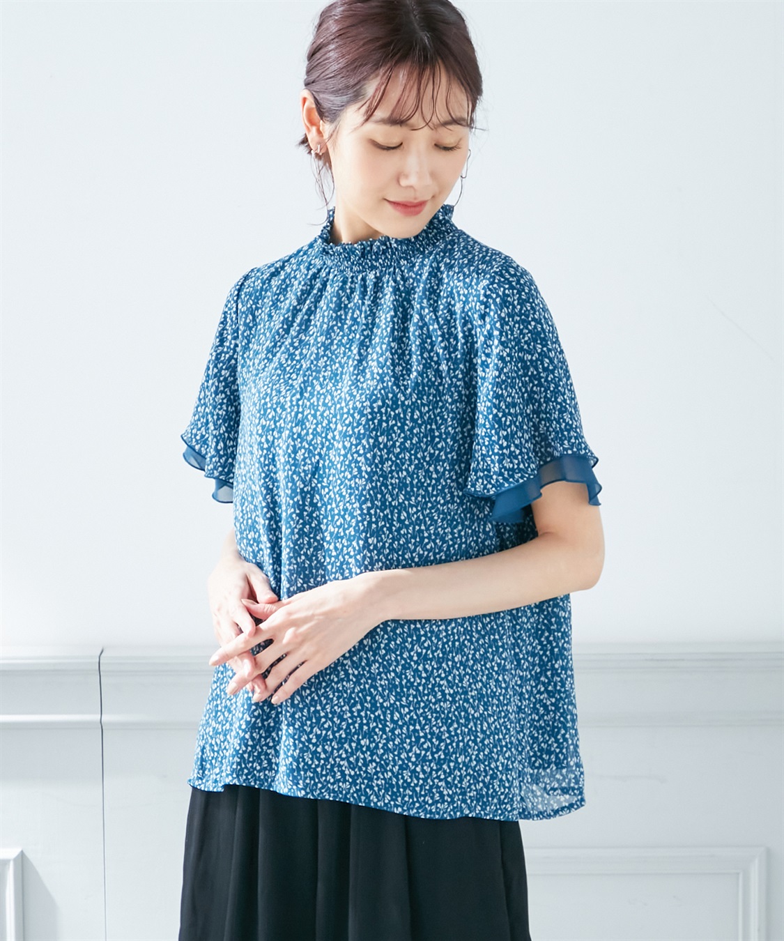 A/C DESIGN BY ALPHA CUBIC 小花プリントシャーリングTブラウス_variation_2