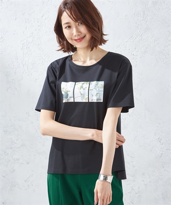 A/C DESIGN BY ALPHA CUBIC 【接触冷感】ボタニカルプリントTシャツ_variationthumb_1