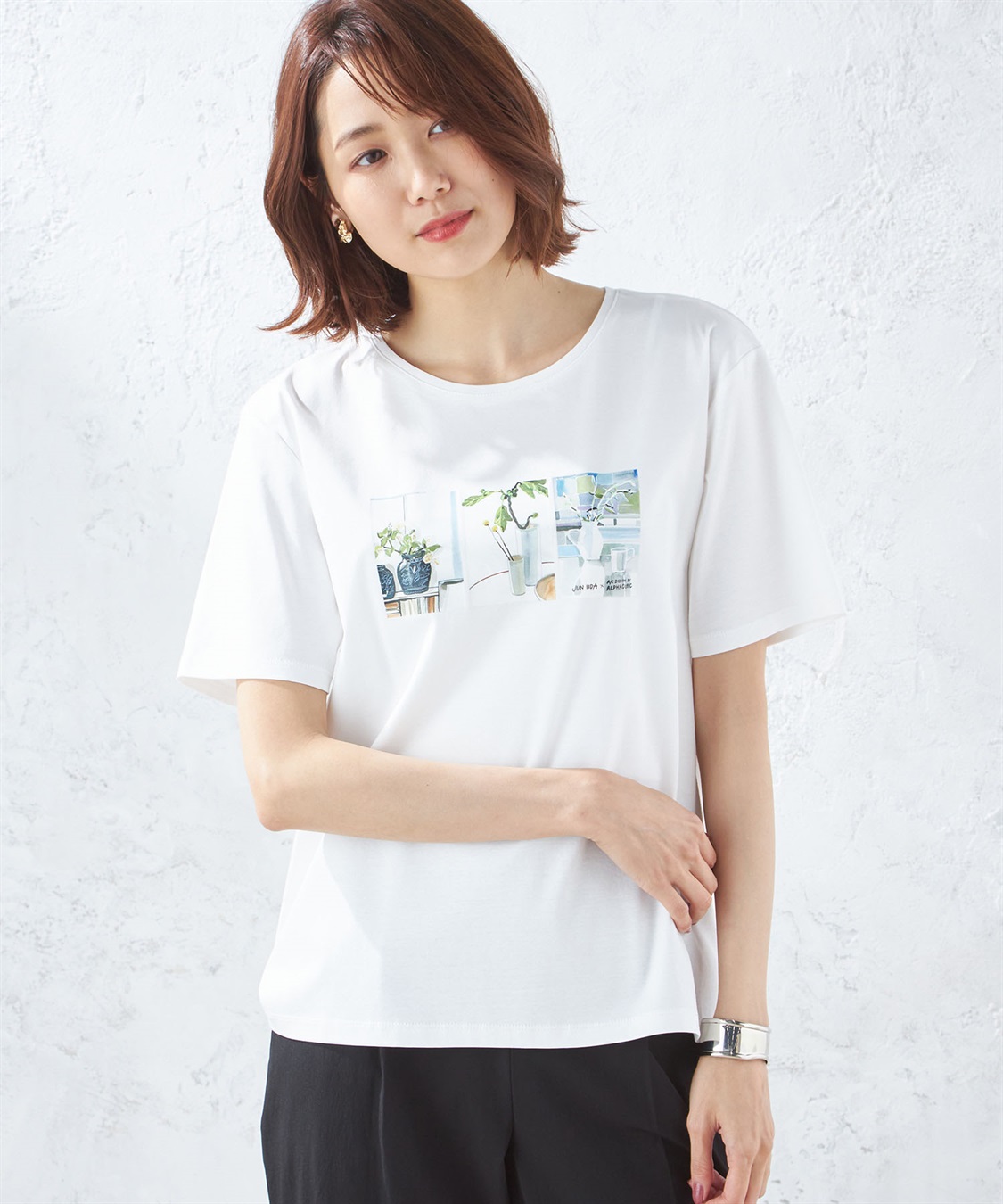 A/C DESIGN BY ALPHA CUBIC 【接触冷感】ボタニカルプリントTシャツ_variation_2