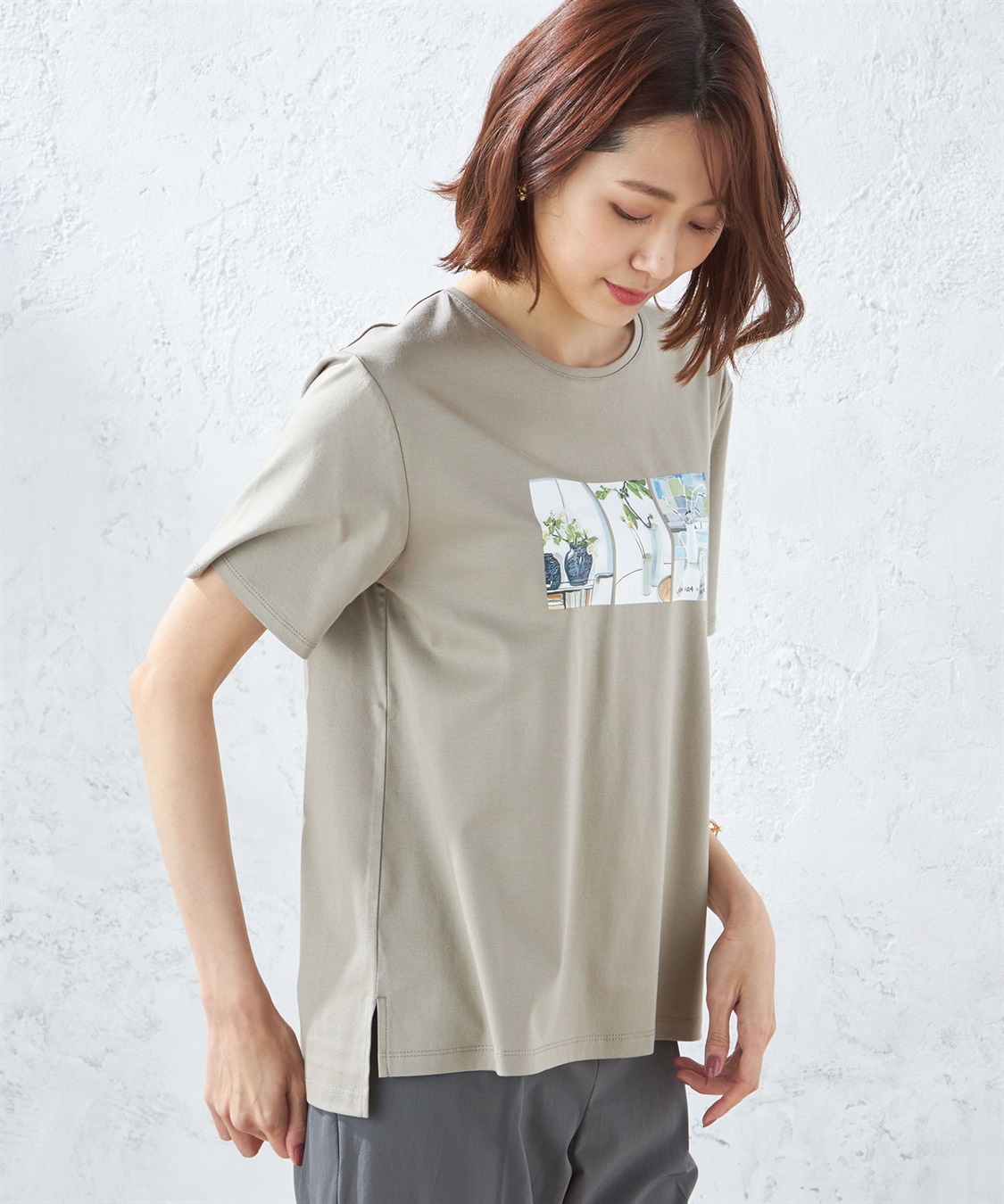 A/C DESIGN BY ALPHA CUBIC 【接触冷感】ボタニカルプリントTシャツ_variation_3