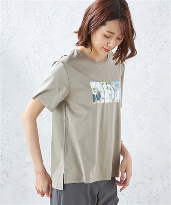 A/C DESIGN BY ALPHA CUBIC 【接触冷感】ボタニカルプリントTシャツ_variationthumb_3