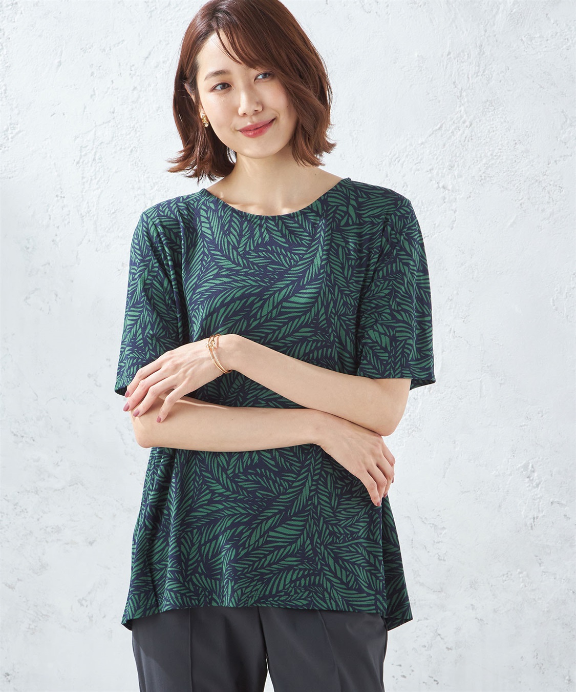 A/C DESIGN BY ALPHA CUBIC 【接触冷感】ボタニカルプリントチュニック_variation_3