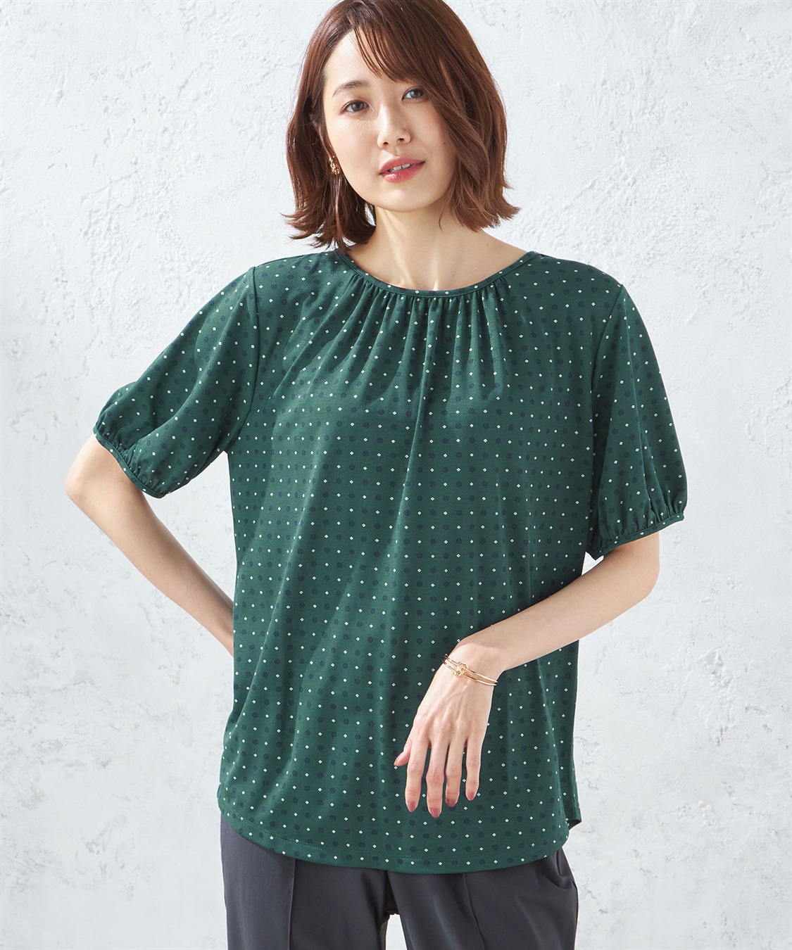 A/C DESIGN BY ALPHA CUBIC 【接触冷感】小紋柄パフスリーブチュニック_variation_2