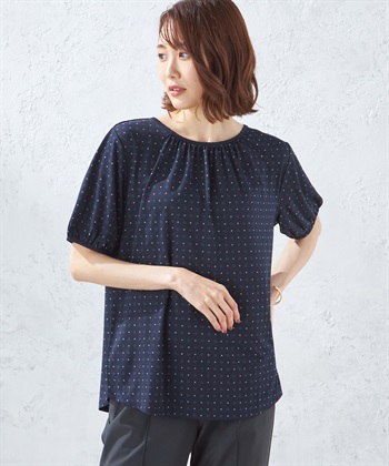 A/C DESIGN BY ALPHA CUBIC 【接触冷感】小紋柄パフスリーブチュニック_variationthumb_3