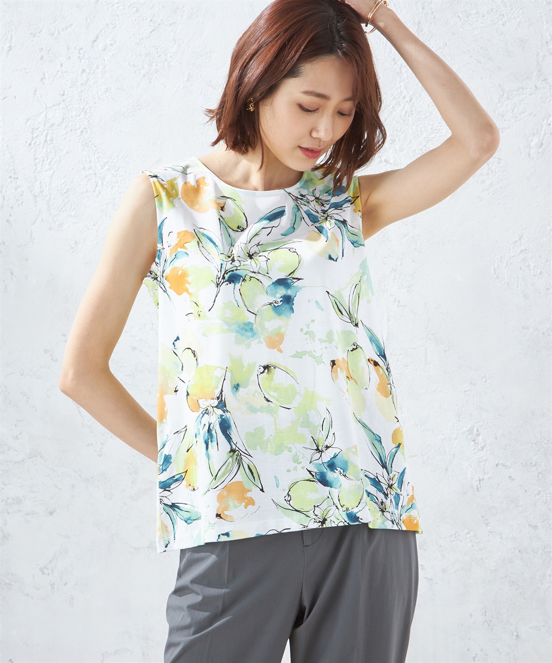 A/C DESIGN BY ALPHA CUBIC フルーツプリントノースリーブプルオーバー_variation_1