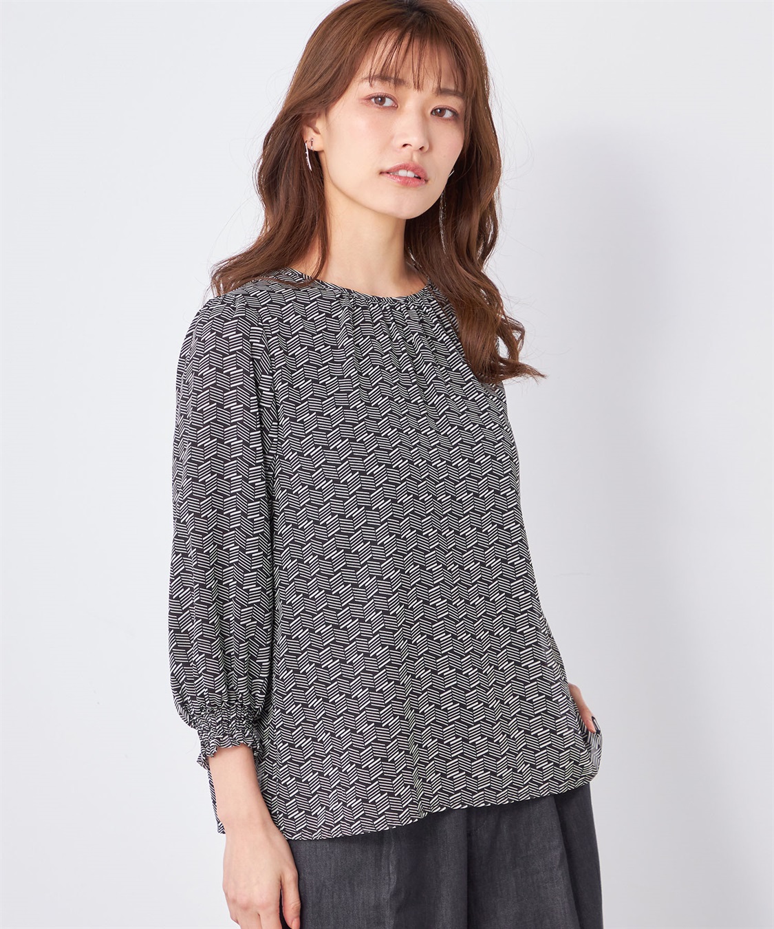 A/C DESIGN BY ALPHA CUBIC クルーネックシフォンTブラウス_variation_1