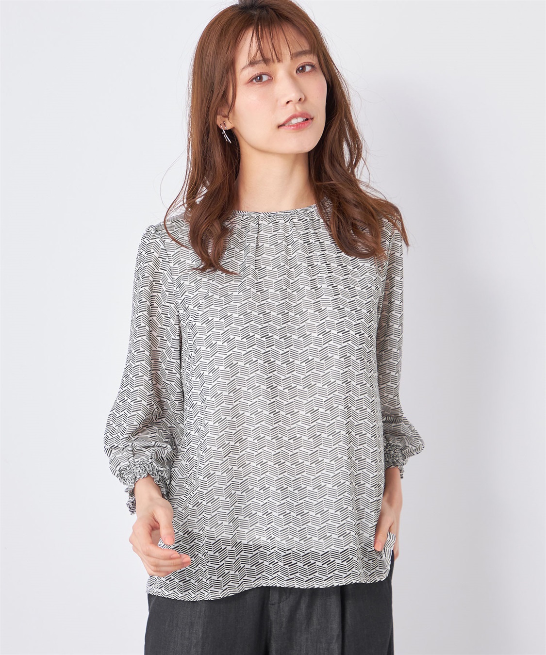 A/C DESIGN BY ALPHA CUBIC クルーネックシフォンTブラウス_variation_2