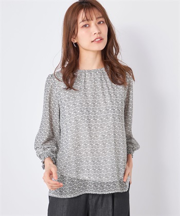 A/C DESIGN BY ALPHA CUBIC クルーネックシフォンTブラウス_variationthumb_2