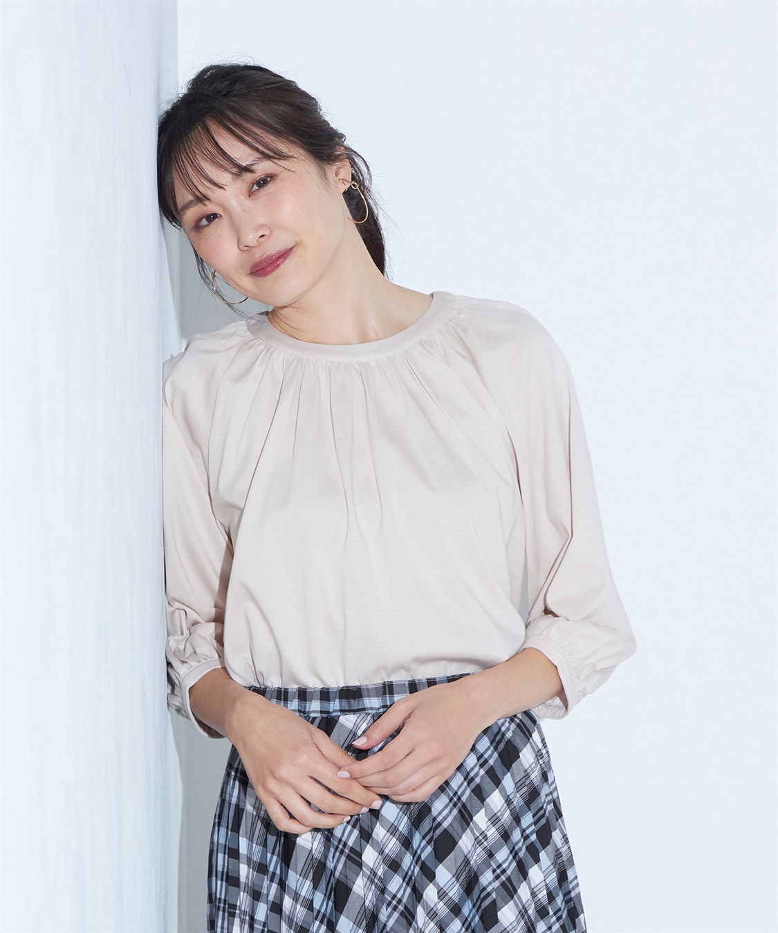 A/C DESIGN BY ALPHA CUBIC ギャザーネックプルオーバー_main