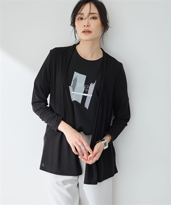 フライストッパーカーディガン【接触冷感・UVカット】(ブラック-M)