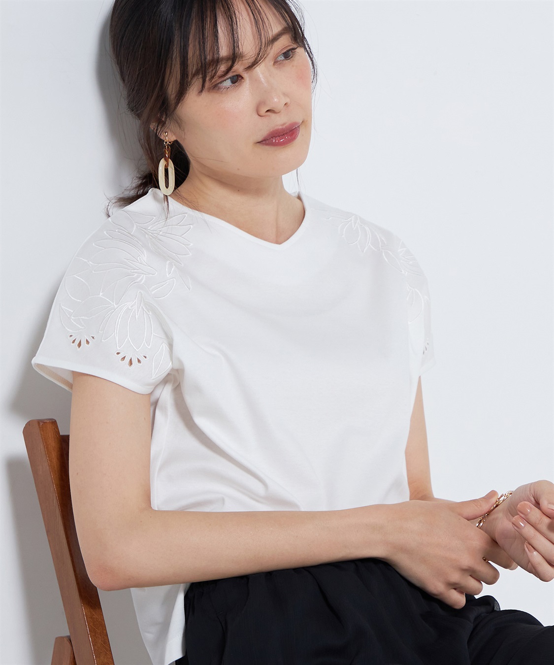 接触冷感】カットワーク刺繍プルオーバー A/C DESIGN BY ALPHA