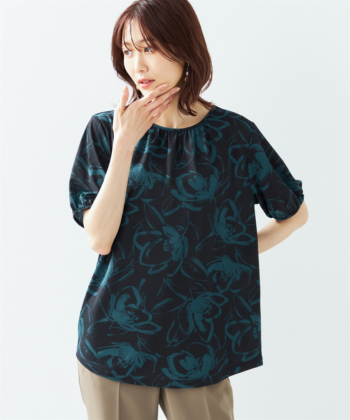 A/C DESIGN BY ALPHA CUBIC 【接触冷感】フラワープリントプルオーバー_variation_3