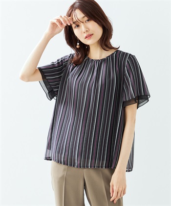 A/C DESIGN BY ALPHA CUBIC ストライプシフォンTブラウス_variationthumb_2