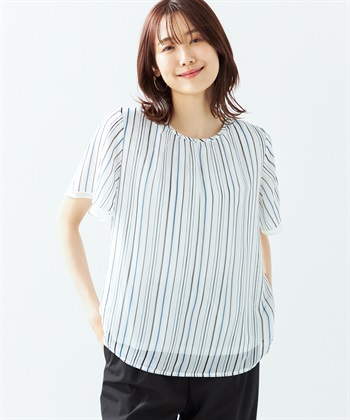 A/C DESIGN BY ALPHA CUBIC ストライプシフォンTブラウス_variationthumb_3