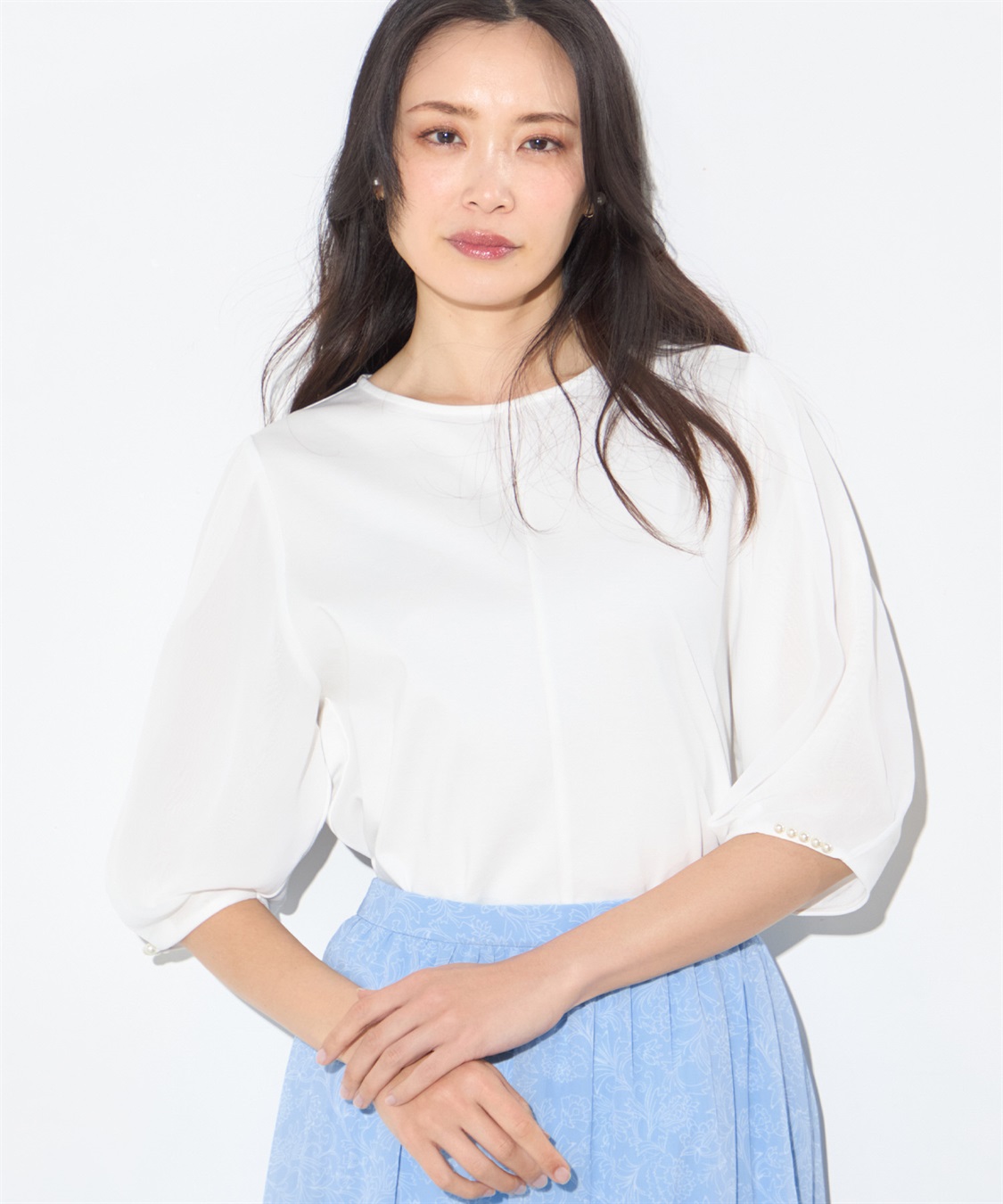 【美品】アトリエgg ateliergg パフスリーブTシャツ 25号 パフスリーブセットアップ（ライトベージュ） | GRACIAS STORE