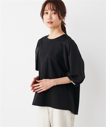 A/C DESIGN BY ALPHA CUBIC パール使いパフスリーブTシャツ_variationthumb_1