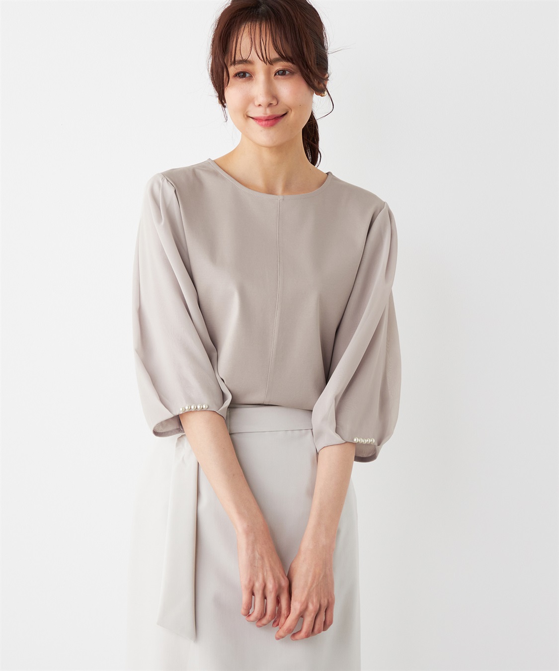 A/C DESIGN BY ALPHA CUBIC パール使いパフスリーブTシャツ_variation_3