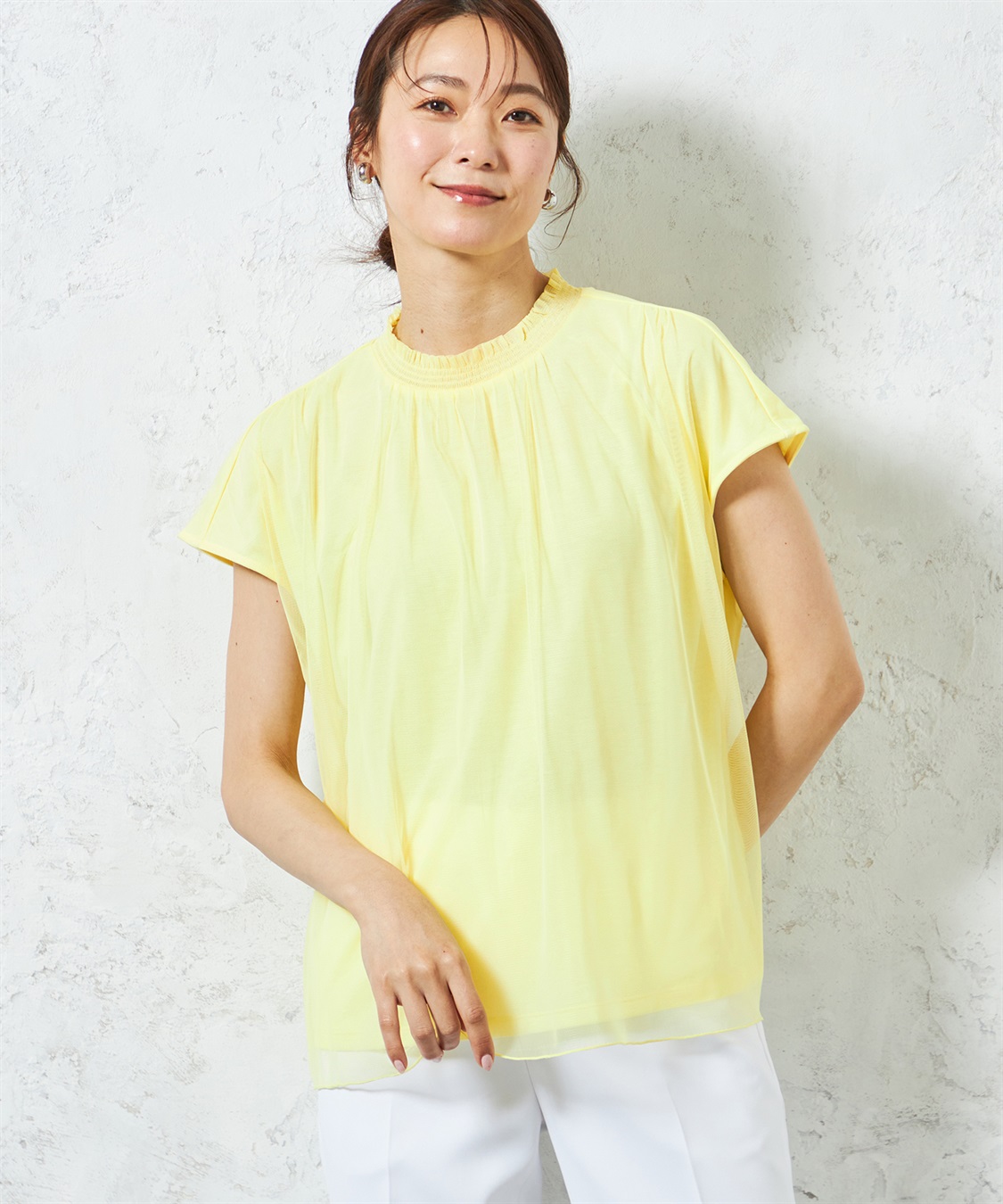 A/C DESIGN BY ALPHA CUBIC チュールギャザーTブラウス_variation_2