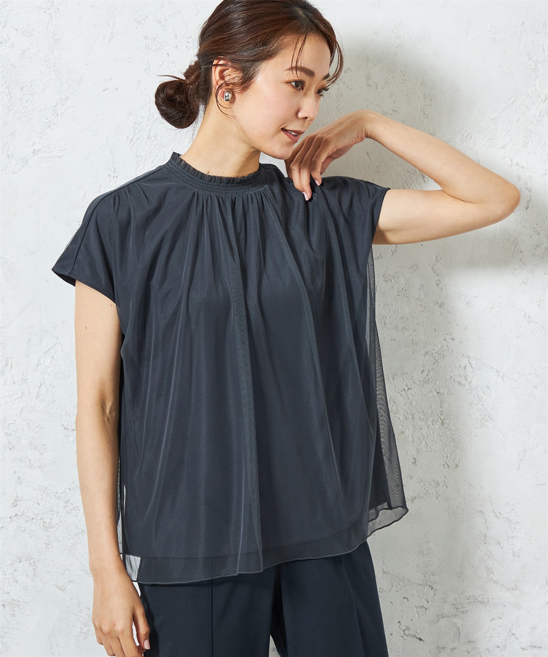 A/C DESIGN BY ALPHA CUBIC チュールギャザーTブラウス_variation_3