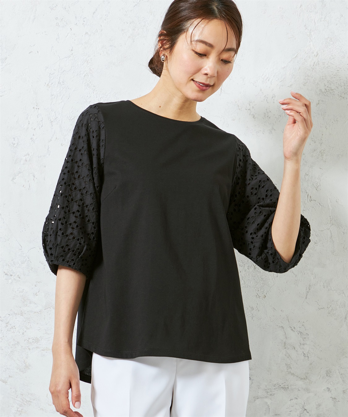 A/C DESIGN BY ALPHA CUBIC 【UVカット】レーススリーブプルオーバー_variation_1