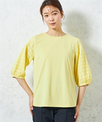 新品 アルチビオ 長袖 リブプルオーバー　黄　イエロー　38 トレーナー トップス プルオーバー レディース 春 白 おしゃれ