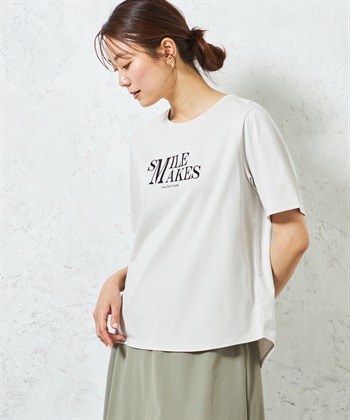 A/C DESIGN BY ALPHA CUBIC 【UVカット】ロゴプリントラウンドヘムTシャツ_variationthumb_1