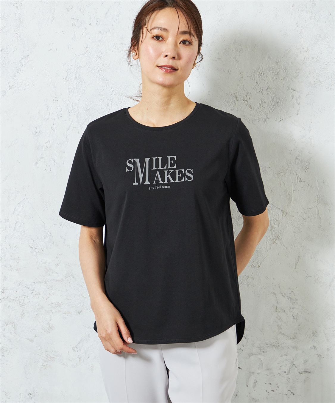 A/C DESIGN BY ALPHA CUBIC 【UVカット】ロゴプリントラウンドヘムTシャツ_variation_2