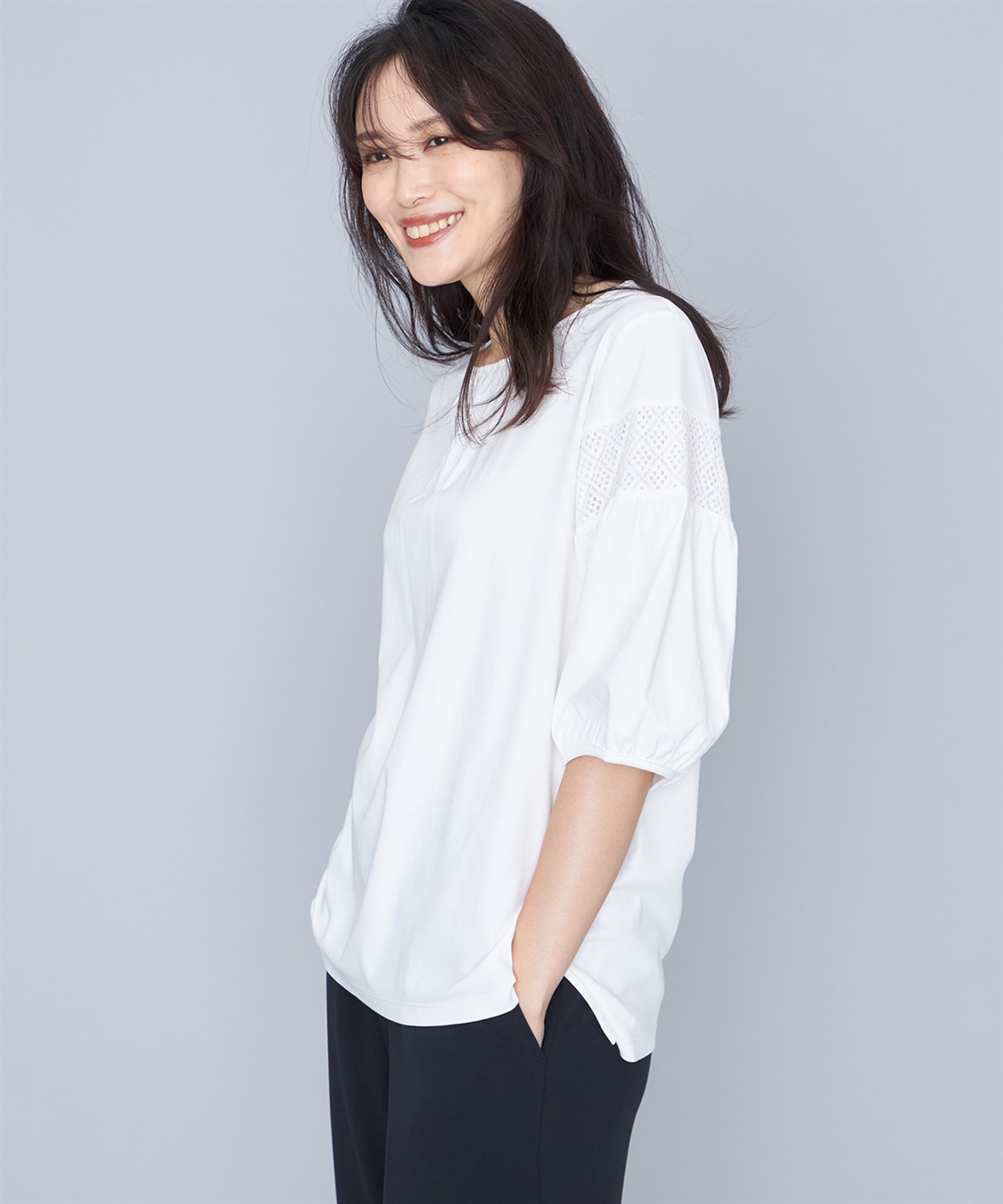 A/C DESIGN BY ALPHA CUBIC レーススリーブプルオーバー_variation_1