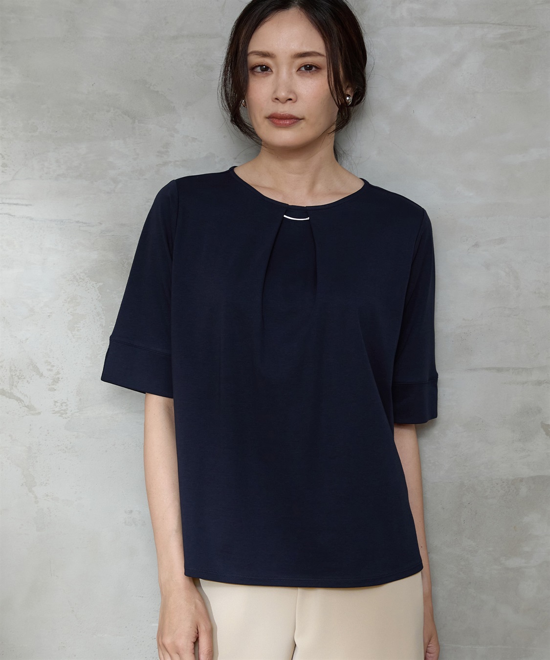 ABCA1フレームなしH113 汗じみ防止・UVカット・冷感】フレアTシャツ A/C DESIGN BY
