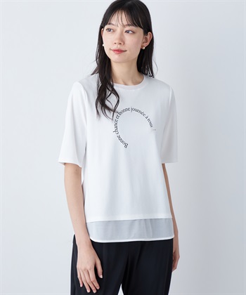 シアー切替ロゴTシャツ A/C DESIGN BY ALPHA CUBIC｜クロス
