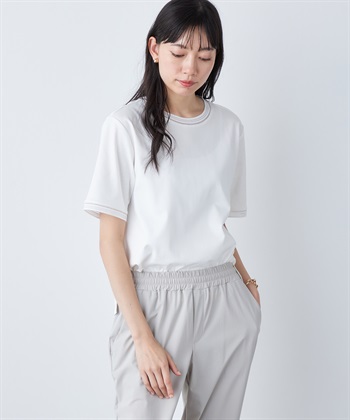 A/C DESIGN BY ALPHA CUBIC 【汗じみ防止・UVカット・冷感】テープ使いTシャツ_variationthumb_2