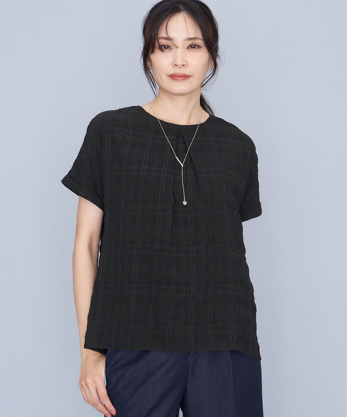 A/C DESIGN BY ALPHA CUBIC ジャガードチェックTブラウス_variation_2