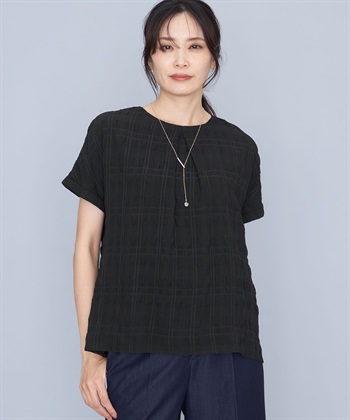 A/C DESIGN BY ALPHA CUBIC ジャガードチェックTブラウス_variationthumb_2