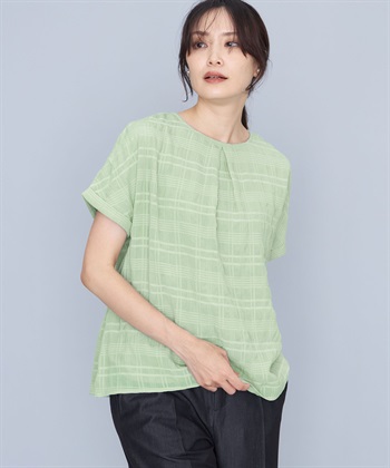 A/C DESIGN BY ALPHA CUBIC ジャガードチェックTブラウス_variationthumb_3