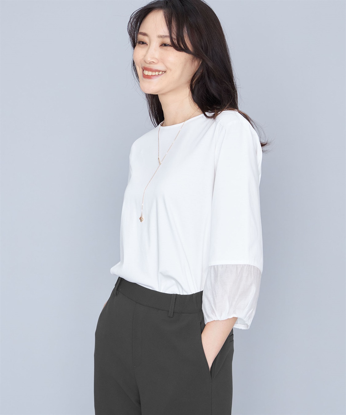 A/C DESIGN BY ALPHA CUBIC ランタンスリーブシアープルオーバー_main