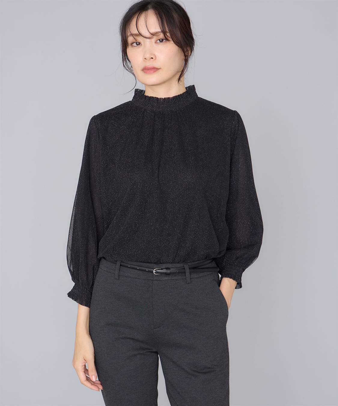 A/C DESIGN BY ALPHA CUBIC ラメハイネックブラウス_variation_2