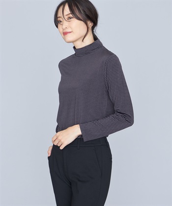 A/C DESIGN BY ALPHA CUBIC 千鳥チェックプリントハイネックプルオーバー_variationthumb_3