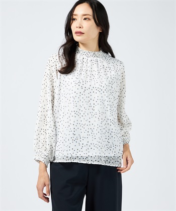 ラメドットTブラウス(オフホワイト-M)