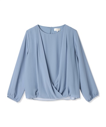 カシュクールTブラウス(サックス-M)