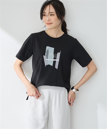 グラフィックＴシャツ【接触冷感・UVカット】(ブラック-M)