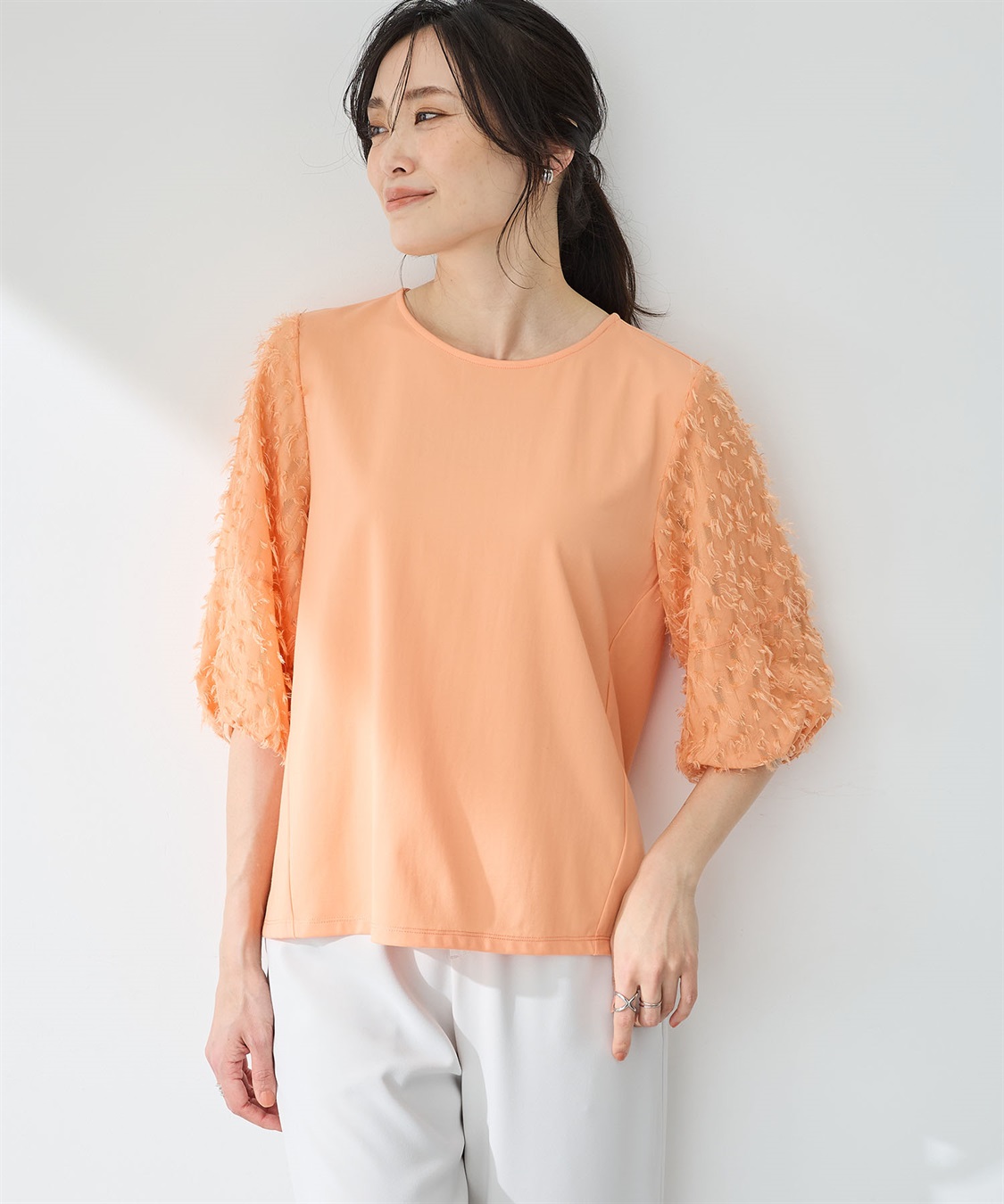 A/C DESIGN BY ALPHA CUBIC カットジャガード切替えプルオーバー【接触冷感・UVカット】_variation_3