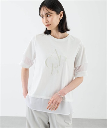 シアー切替えロゴTシャツ A/C DESIGN BY ALPHA CUBIC｜クロス